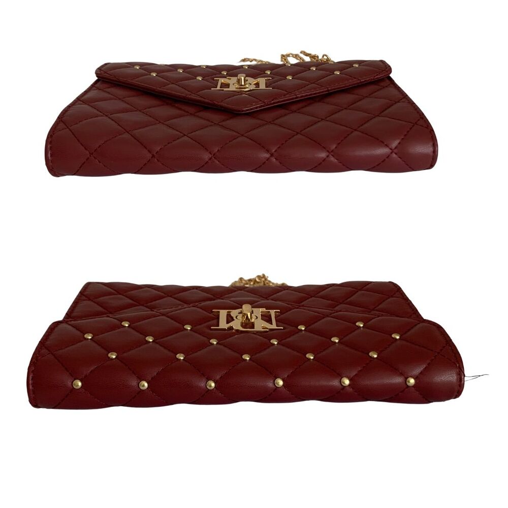 Badgley Mischka Vagan Quilted Leather Flap Crossbody with Studs and Chain Strap - Picture 7 of 11